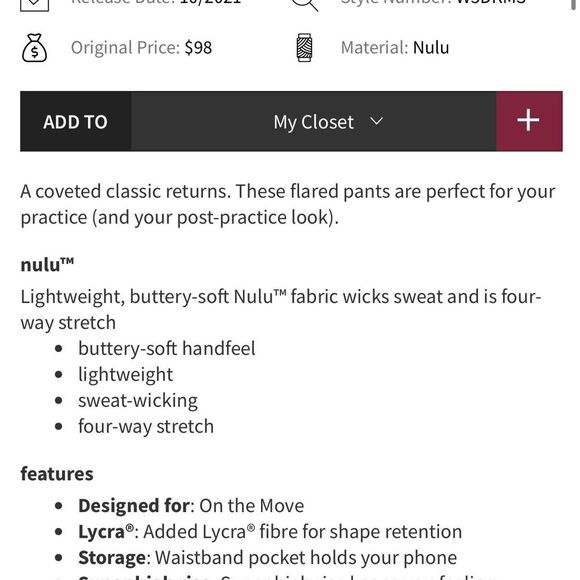 Lululemon Navy Groove Super-High-Rise Flared Pant Nulu - Size 6 - Picture 7 of 7